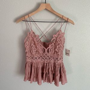 NWT FREE PEOPLE WOMEN'S ADELLA CAMI MAUVE/DUSTY PINK